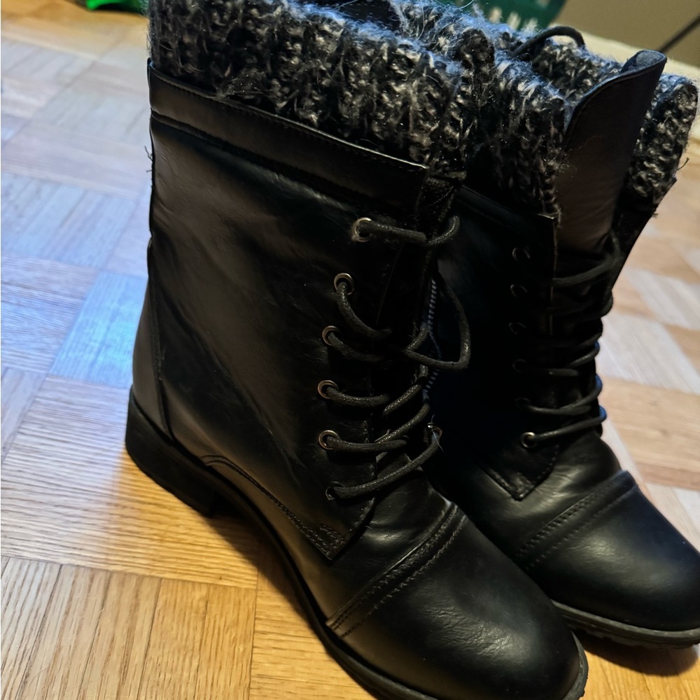 Black combat boots